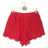 Red Pineapple Eyelet Cotton Shorts / FARM RIO - Size S