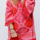 Red Poppy Fringed Cotton Terry Jacquard Mini Dress / ZIMMERMANN - Size 0