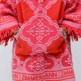 Red Poppy Fringed Cotton Terry Jacquard Mini Dress / ZIMMERMANN - Size 0