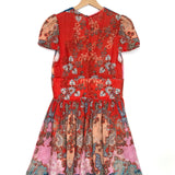 Red Printed Short Sleeves Mini Dress / SANDRO - Size 38