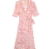 Red Printed V-neck Crepe Wrap Midi Dress / GANNI - Size 36