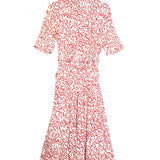 Red Printed V-neck Crepe Wrap Midi Dress / GANNI - Size 36