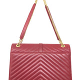Red Quilted Leather Chevron Flap Shoulder Bag / YVES SAINT LAURENT