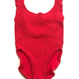 Red SOLITAIRE Crinkle Knit One-piece Swimsuit / HUNZA G - One Size