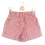 Red Striped Cotton-poplin Shorts / GANNI - Size 36