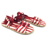 Red Striped Cotton Raffia Ankle Ribbon Espadrilles / ZIMMERMANN - Size 37
