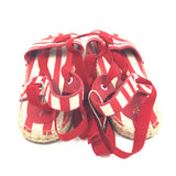 Red Striped Cotton Raffia Ankle Ribbon Espadrilles / ZIMMERMANN - Size 37