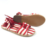 Red Striped Cotton Raffia Ankle Ribbon Espadrilles / ZIMMERMANN - Size 37