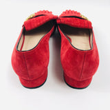 Red Suede GG Fringed Loafer Pumps - model MARMONT / GUCCI - Size 37