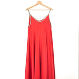 Red Thin Strap Maxi Dress - model REAL / VINTAGE LOVE - One Size