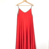 Red Thin Strap Maxi Dress - model REAL / VINTAGE LOVE - One Size