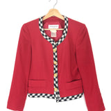 Red VARIATION Wool Collarless Cropped Vintage Blazer Jacket / SAINT LAURENT - Size 38