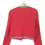 Red VARIATION Wool Collarless Cropped Vintage Blazer Jacket / SAINT LAURENT - Size 38