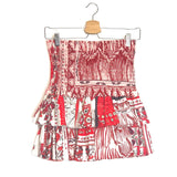Red/Ecru NAOMI Bandana Print Smocked Cotton Voile Mini Skirt / ISABEL MARANT ETOILE - Size 36