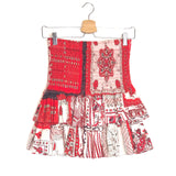 Red/Ecru NAOMI Bandana Print Smocked Cotton Voile Mini Skirt / ISABEL MARANT ETOILE - Size 36