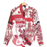 Red/Ecru NATHY Tied Printed Cotton Voile Long Sleeves Shirt / ISABEL MARANT ETOILE - Size 34