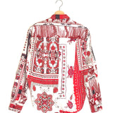 Red/Ecru NATHY Tied Printed Cotton Voile Long Sleeves Shirt / ISABEL MARANT ETOILE - Size 34