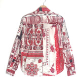 Red/Ecru Tied NATHY Printed Cotton Voile Long Sleeves Shirt / ISABEL MARANT ETOILE - Size 36