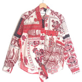 Red/Ecru Tied NATHY Printed Cotton Voile Long Sleeves Shirt / ISABEL MARANT ETOILE - Size 36