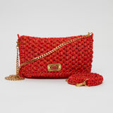 Red/Orange Spicy Knitted Shoulder Bag (+ gold chain) / BOKS & BAUM