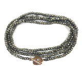 Rose Gold Clasp Grey Pyrite Faceted Bead Wrap Bracelet / ALIA MOUZANNAR