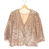 Rose Gold Sequin V-neck Blouse / MAJE - Size 3