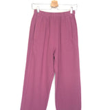Rose Pink Cotton-linen Blend Elastic Waist Trousers - One Size