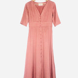 Rose Pink GALA buttoned Midi Dress / BA&SH - Size 0