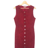 Rose Red Sleeveless Suede Buttoned Mini Dress / MAJE - Size 2