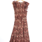 Rosebud VIRGINIA Floral Print Ruched Short Sleeves Midi Dress / ULLA JOHNSON - Size US 4