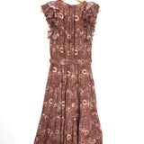 Rosebud VIRGINIA Floral Print Ruched Short Sleeves Midi Dress / ULLA JOHNSON - Size US 4