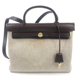 Rouge H with Rouge Sellier and Natural Canvas HERBAG ZIP 31 Tote Bag / HERMES