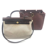 Rouge H with Rouge Sellier and Natural Canvas HERBAG ZIP 31 Tote Bag / HERMES