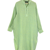 Sage Green CATLIN Linen Kaftan Style Tunic Midi Dress / LORO PIANA - Size L