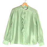 Sage Green Ruffled Silk Blouse / MASSCOB - Size S