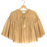 Sand AXELIANA Cotton Blend Pintuck Blouse / ISABEL MARANT ETOILE - Size 38