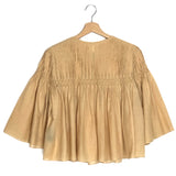 Sand AXELIANA Cotton Blend Pintuck Blouse / ISABEL MARANT ETOILE - Size 38