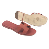 Sienna ORAN Leather Flat Sandals / HERMES - Size 38