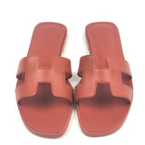 Sienna ORAN Leather Flat Sandals / HERMES - Size 38