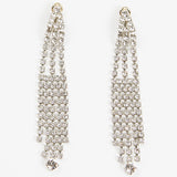 Silver Crystal Embellished Drop Earrings / SAINT LAURENT