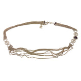 Silver Embellished CC Logo Hardware Link Belt / CHANEL