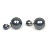 Silver-finish Metal and Grey Resin TRIBAL Pearl Earrings / CHRISTIAN DIOR