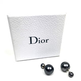 Silver-finish Metal and Grey Resin TRIBAL Pearl Earrings / CHRISTIAN DIOR