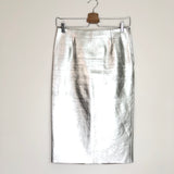 Silver GALLIUM Calfskin Leather Pencil Skirt / MAJE - Size 34