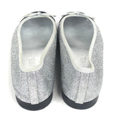 Silver Glitter with Black Cap Toe CC Ballet Flats / CHANEL - Size 37C