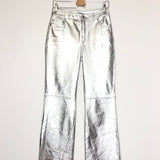 Silver Leather Trousers / MAJE - Size 40