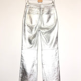 Silver Leather Trousers / MAJE - Size 40