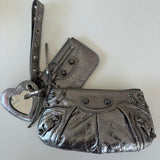 Silver Metallic Arena Lambskin LE CAGOLE Mini Multipouch / BALENCIAGA