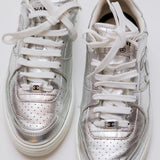 Silver Metallic CC Embossed Sneakers / CHANEL - Size 39