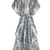 Silver Metallic RIGA Fluttery Tiered Silk Maxi Dress / MAJE - Size 1
